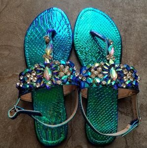 Teal jewel sandals size 8.5 never worn